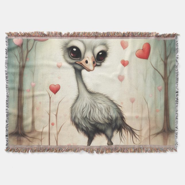 Ostrich Love 2 Throw Blanket (Front)