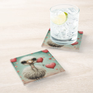 Ostrich Love 3 Glass Coaster
