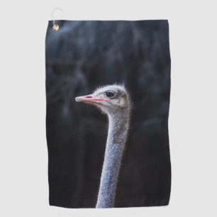 ostrich portrait    golf towel