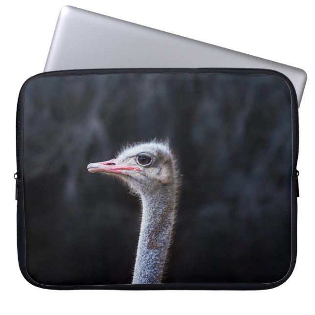 ostrich portrait     laptop sleeve (Front)