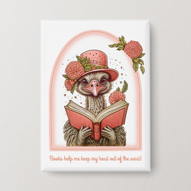 Ostrich Reading a Book Head Out of the Sand (Front)