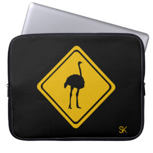 ostrich road sign laptop sleeve