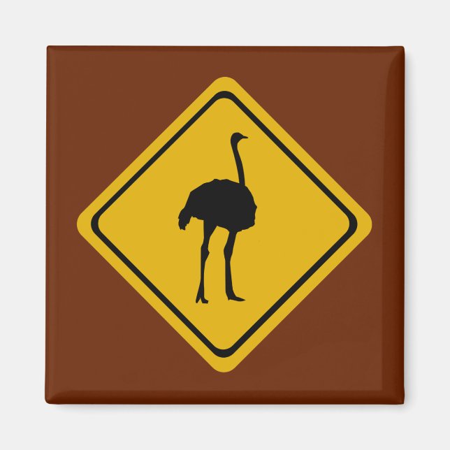 ostrich road sign magnet (Front)