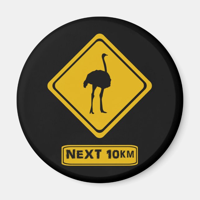 ostrich road sign magnet (Front)