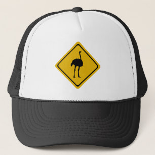 ostrich road sign trucker hat