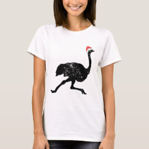 Ostrich Santa Hat - Christmas Pajama T-Shirt