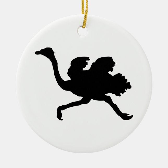 Ostrich Silhouette Ceramic Tree Decoration (Front)
