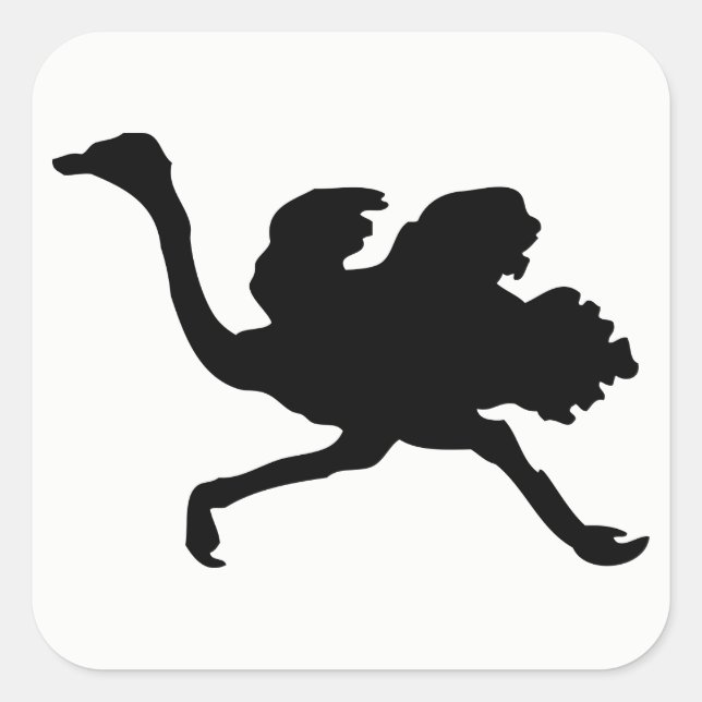 Ostrich Silhouette Square Sticker (Front)