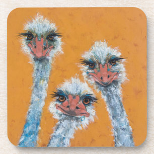 Ostrich Sisters Hard Plastic Coaster