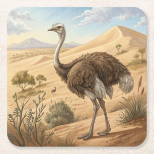 ostrich square paper coaster