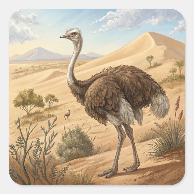 ostrich square sticker (Front)