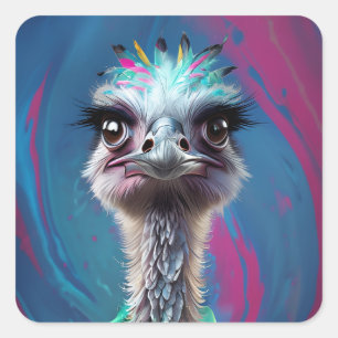 Ostrich themed square sticker