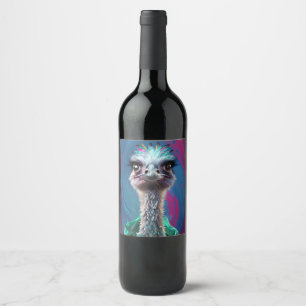 Ostrich themed wine label