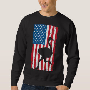 Ostrich Usa Flag America Animal Flightless Bird Sweatshirt