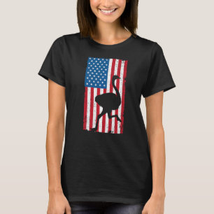 Ostrich Usa Flag America Animal Flightless Bird T-Shirt