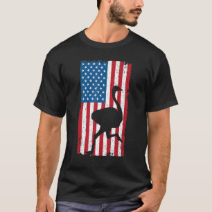 Ostrich Usa Flag America Animal Flightless Bird T-Shirt