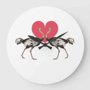 Ostrich Valentines Day Large Clock