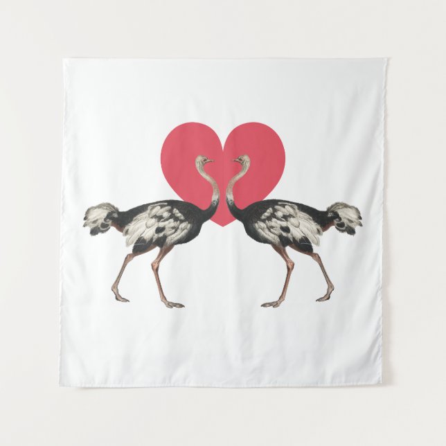 Ostrich Valentines Day Tapestry (Front)