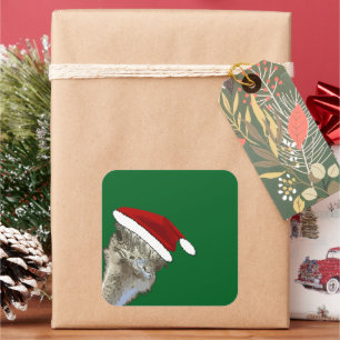 Ostrich Wearing Santa Hat Christmas Zoo Animal Square Sticker