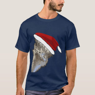 Ostrich Wearing Santa Hat Christmas Zoo Animal T-Shirt