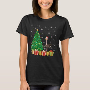 Ostrich Xmas Tree Lighting Santa Hat Ostrich Chris T-Shirt