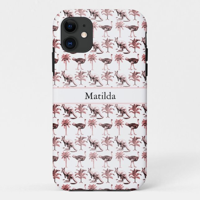 Ostriches and kangaroos, customisable  Case-Mate iPhone case (Back)