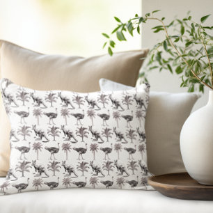 Ostriches and kangaroos  decorative cushion