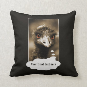 Ostriches Look custom text throw pillow