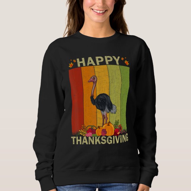 Ostriches   Retro Graphic Family Matching Thanksgi Sweatshirt (Front)