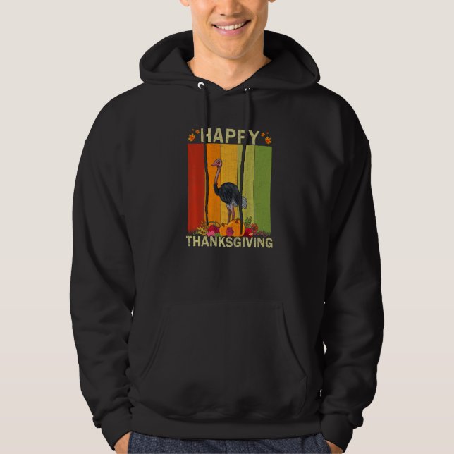 Ostriches  Retro Graphic Family Matching Thanksgiv Hoodie (Front)