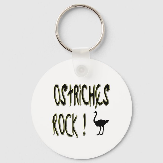 Ostriches Rock! Keychain (Front)