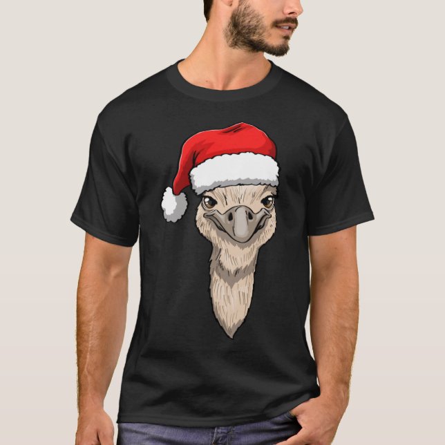 Ostritch Head Santa Funnny Women Animal Love Ostri T-Shirt (Front)