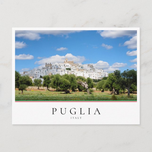 Ostuni town and olive tree landscape in Puglia Postcard (Front)