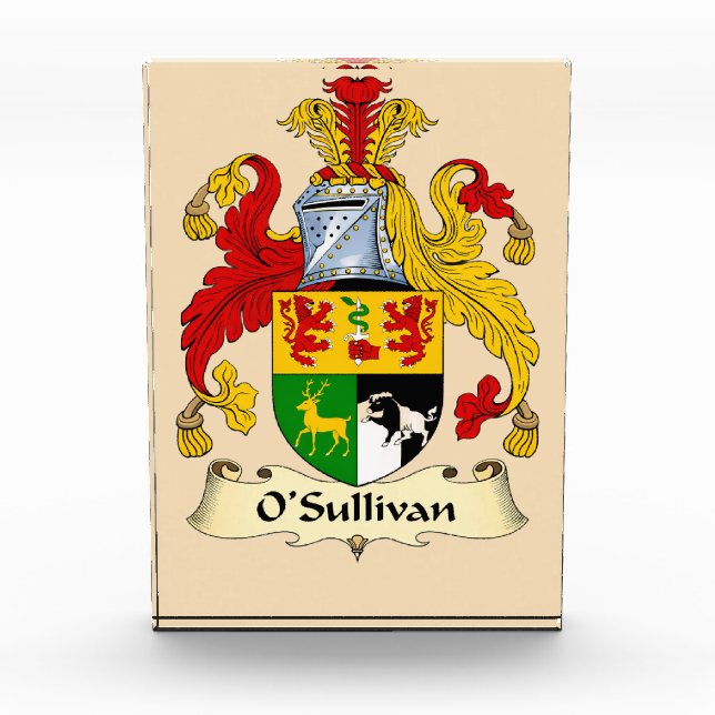 O'Sullivan Family Coat of Arms Photo Block (Front)