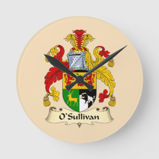 O'Sullivan Family Coat of Arms Round Clock