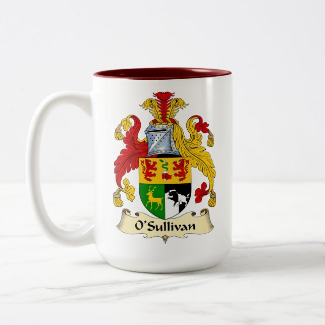 O'Sullivan Family Coat of Arms Two-Tone Coffee Mug (Left)