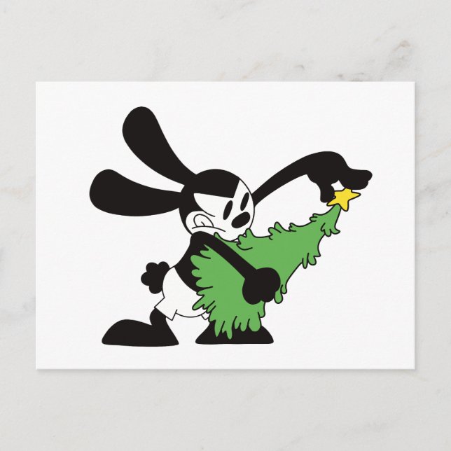 Oswald The Lucky Rabbit Christmas Tree Holiday Postcard (Front)