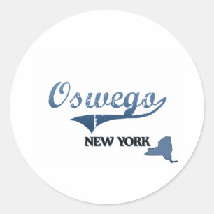 Oswego New York City Classic Round Sticker