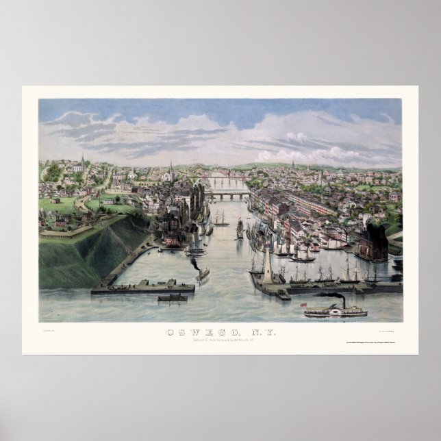 Oswego, NY Panoramic Map - 1855 Poster (Front)
