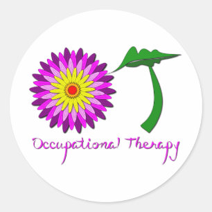 OT Flower Power Pink and Purple Classic Round Sticker