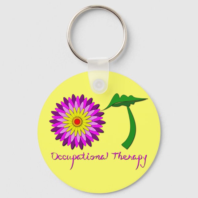 OT Flower Power Pink and Purple Key Ring (Front)