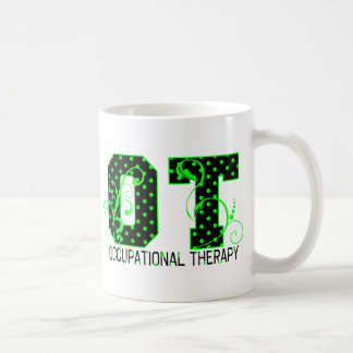 ot green and black polka dots coffee mug