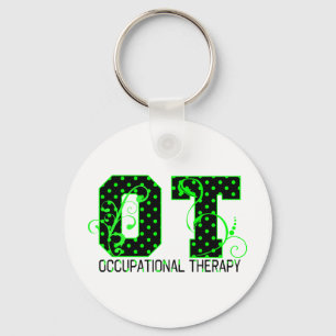 ot green and black polka dots key ring