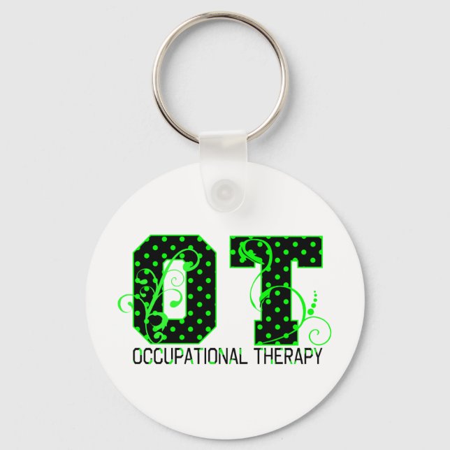ot green and black polka dots key ring (Front)