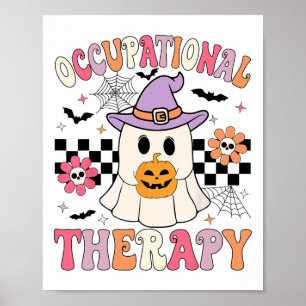 Ot Occupational Therapy Halloween Retro Ghost Ot H Poster