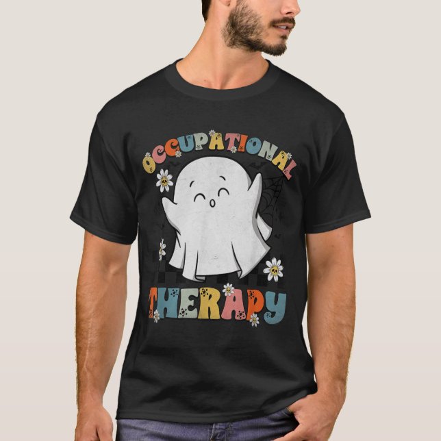 Ot Occupational Therapy Halloween Retro Ghost Ot H T-Shirt (Front)