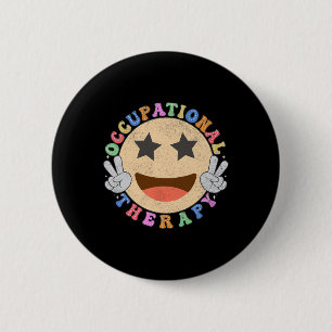 Ot Occupational Therapy Hippie Smile Face Flowers  6 Cm Round Badge