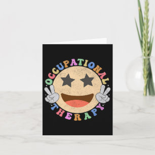 Ot Occupational Therapy Hippie Smile Face Flowers Card