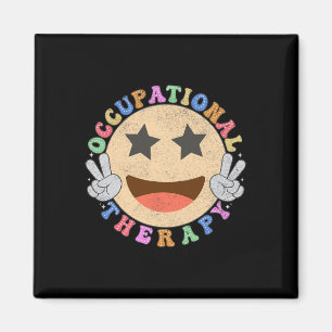 Ot Occupational Therapy Hippie Smile Face Flowers Magnet