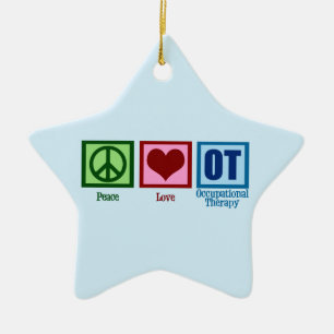 OT Peace Love Occupational Therapy Blue Star Ceramic Tree Decoration